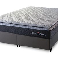 Conjunto Cama Box King Dakota Preto 193x203x57 Espuma D33 717576