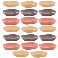 Kit 20 Travessas Lyor para Sobremesa Bowls de Bambu 14,5x3cm Colorida Petiscos