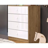 Cômoda de Quarto Labirinto c/ 4 Gavetas Rústico/Branco - Henn 716784