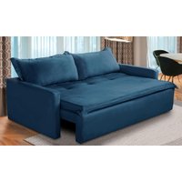 Sofá Sem Caixa Retrátil e Reclinável 2,00m com Molas Kiara Suede Azul Adonai Estofados