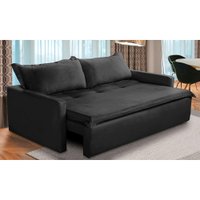 Sofá Sem Caixa Retrátil e Reclinável 1,85m com Molas Kiara Suede Preto Adonai Estofados