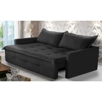 Sofá Sem Caixa Retrátil e Reclinável 2,00m com Molas Maísa Suede Preto Adonai Estofados