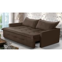 Sofá Sem Caixa Retrátil e Reclinável 2,00m com Molas Maísa Suede Marrom Adonai Estofados