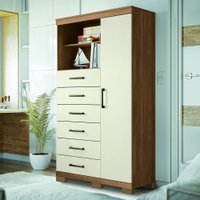 Cômoda Multiuso 1 Porta 6 Gavetas com Pés Marabá Santos Andirá 719430