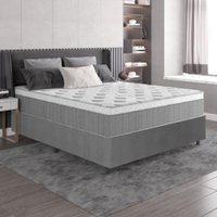 Cama Box Casal Colchão Molas Ensacadas Ômega 138x188x70cm Cinza / Branco Hellen - Suporta até 110kg por Pessoa 720490