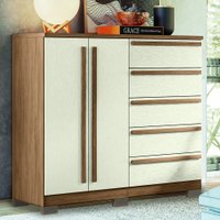 Cômoda 2 Portas e 5 Gavetas com Pés Málaga Gold Santos Andirá 720271