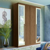 Guarda Roupa Solteiro 4 Portas Flex com Espelho Buriti Santos Andirá 720277