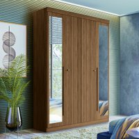 Guarda Roupa Solteiro 4 Portas Flex com Espelho Buriti Santos Andirá 720278 Jatoba