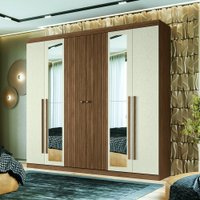 Guarda Roupa Casal 6 Portas Flex com Espelho Buriti Santos Andirá 720282 Jatoba/Areia