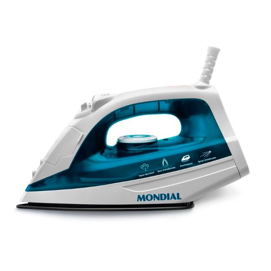 Ferro Mondial a Vapor 1200W Antiaderente F-32 127V Branco com Azul
