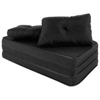 Puff Multiuso 3 Em 1 + Travesseiro Jacquard Preto Liso Casal Bf Colchões