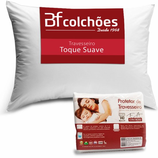 Kit Travesseiro Fibra Siliconada Antialérgico 50x70cm + Protetor de Travesseiro em Matelassê 100 Algodão Impermeável