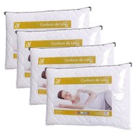 Kit 4 Travesseiros Conforto Látex Slim + Capa Percal 180 Fios BF Colchões