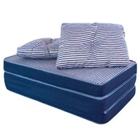 Puff Multiuso 3 Em 1 + Travesseiro Jacquard Azul Casal Bf Colchões