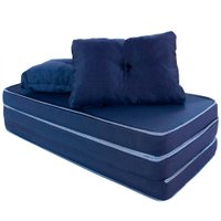 Puff Multiuso 3 em 1 Casal Azul Tecido Corvin com Travesseiro - Bf Colchões