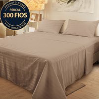 Jogo de Cama Casal 4 Peças 100 Algodão Premium Percal 300 Fios Adasmascado - BF Colchões - MARFIM