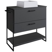 Gabinete E Cuba Banheiro Industrial 80 CM PT Gav 1028X94101 Grafite Branco PP