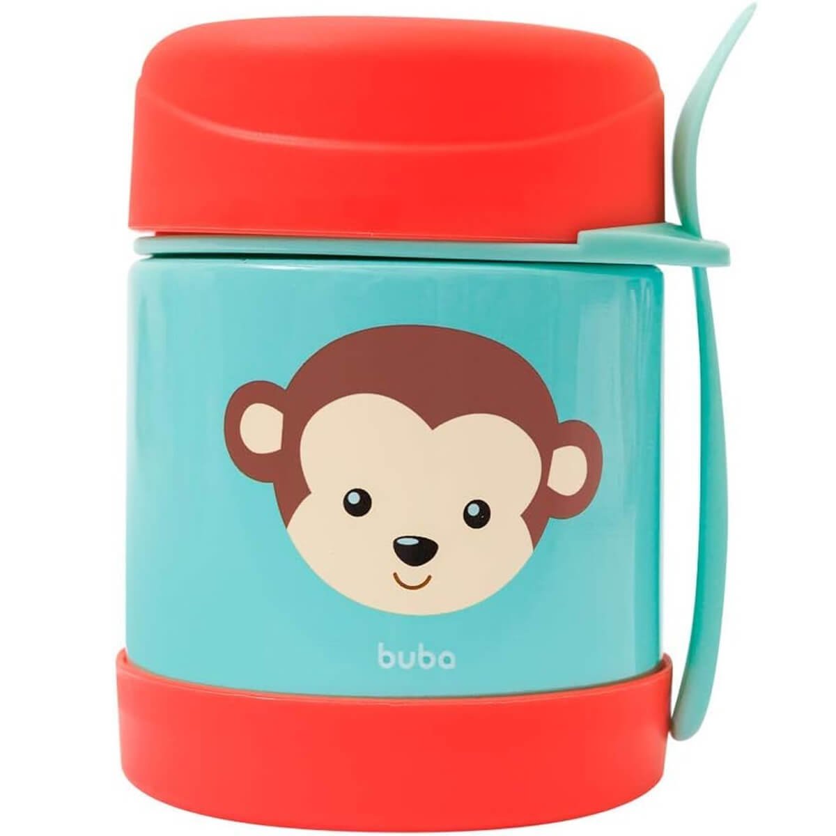 Pote Térmico de Bebê para Papinha Frutas Inox 320ml com Garfo Animal ...
