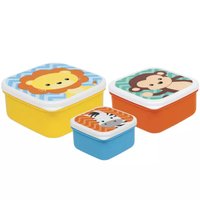 3 Potinhos Buba Animal Fun Coloridos P M G com Tampas Conjunto Potes Infantil para Bebê