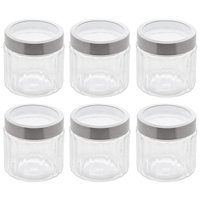 6 Potes de Vidros com Tampa Inox 870ml Sydney Lyor Condimentos Biscoito