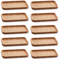 10 Bandejas Bambu Lyor Retangular Petisqueiras Multiuso Hire 20x10cm para Restaurante