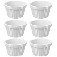 Conjunto 6 Ramekins Canelados 90ml Plástico Potinho Bowl Pequeno Uno Coza / Branco