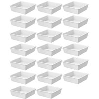Kit 20 Travessas Pequenas 230ml Tigelas Retangulares para Servir Coza em Polipropileno / Branco