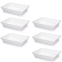 Kit 6 Travessa Retangular 2,2l Servir a Mesa Salada Sobremesa Risoto Coza - Branco