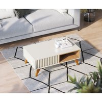Mesa De Centro Colibri Jeri Com 1 Nicho - Off White/Freijo
