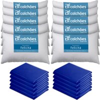 Kit 10 Travesseiro 45x65cm + 10 Capas Impermeável 50x70cm BF Colchões