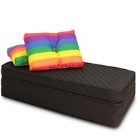 Puff Multiuso 3 em 1 Casal Com Travesseiro em Suede BF Colchões