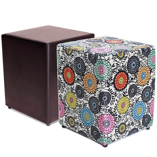 Kit 2 Puffs Quadrados Decorativo 45cm Courvin Estampado BF Colchões