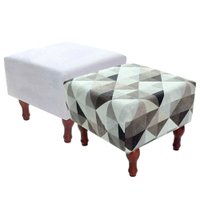Kit com 2 Puff Banqueta 40x40cm Quadrado Decorativo Pés Madeira BF Colchões - CINZA