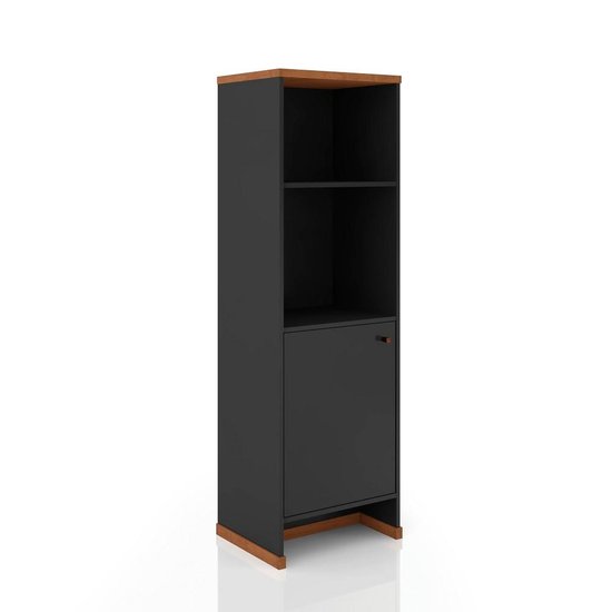 Livreiro Multiuso 2 Prateleiras MDP 25mm Berlin - ViaNossa Cor:Preto/Naturale