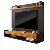 Painel para TV até 60 Polegadas Ripado Brasil 136cm Cor:Preto/Cedro