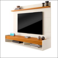 Painel para TV até 60 Polegadas Ripado Brasil 136cm Cor:OffWhite/Cedro