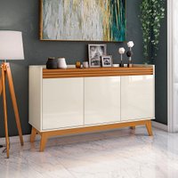 Buffet Aparador 3 Portas Ripado com Pés de MDF Astúrias