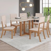 Mesa de Jantar 6 Lugares Natali com Vidro