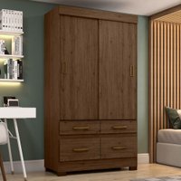 Guarda-Roupa Solteiro 2 Portas de Correr 4 Gavetas BE25 Marrom