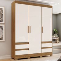 Guarda-Roupa Solteiro 3 Portas 4 Gavetas - Bege