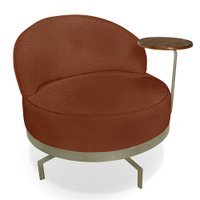 Poltrona Decorativa Andromeda Linho Bouclê Marrom Base Giratória de Ferro - Pallazio