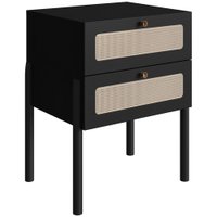 Mesa de Cabeceira 2 Gavetas Palhinha 27933 Linha Oslo Nero Artesano