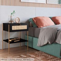 Kit 02 Mesas de Cabeceira 1 Gv Palhinha 28932 Linha Oslo Nero Artesano