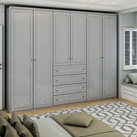 Guarda-Roupa Casal Cinza Arizona 6 Portas 4 Gavetas