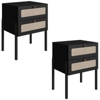 Kit 02 Mesas de Cabeceira Palhinha 27933 Linha Oslo Nero Artesano