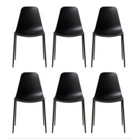 Kit 6 Cadeiras Miami Com Assento em Polipropileno e Base em Aço Pintado Fratini Preto