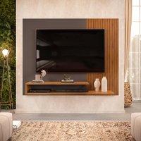 Painel para TV até 50 Polegadas Ripado com Nichos Dj Moveis Nando Freijo Cinza
