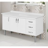 Balcão 1,50m 3 Portas e 3 Gavetas Toquio Rorato - Branco