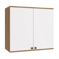 Armário Aéreo Celeste Kappesberg 100% MDF 2 Portas Nogueira/Branco 80cm
