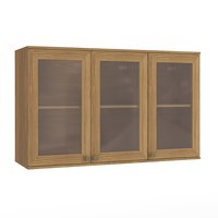 Armário Aéreo Celeste Kappesberg 100% MDF 3 Portas com Vidro Nogueira 120cm